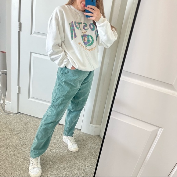 NO EXCUSES Vintage Green Mom Jeans Boyfriend sz. L - Picture 5 of 13